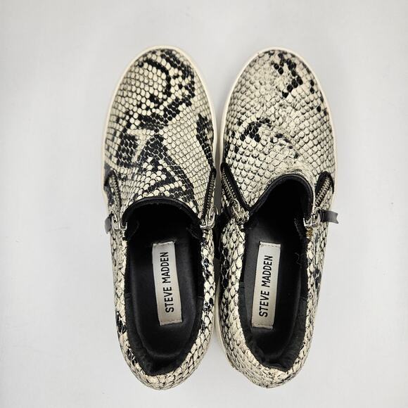 Steve Madden Black/White Glammar Snakeskin Slip On Platform Sneakers Size 6M - Picture 10 of 12